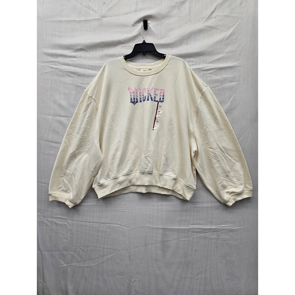 Wicked Movie Mad Engine Butterfly Floral Pearl Sweatshirt Cream XXL Pullover